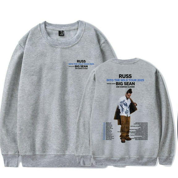 Russ Into The Wild Tour 2025 Merch Long Sleeve Crewneck Sweatshirt For Men/Women Unsiex Cosplay Fashion Streetwear