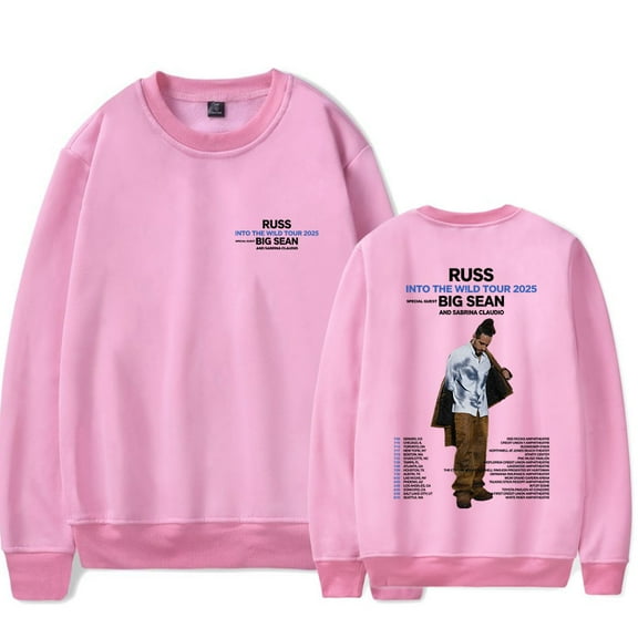 Russ Into The Wild Tour 2025 Merch Long Sleeve Crewneck Sweatshirt For Men/Women Unsiex Cosplay Fashion Streetwear