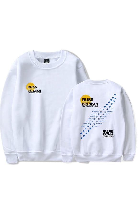 Russ Into The Wild Tour 2025 Merch Long Sleeve Crewneck Sweatshirt For Men/Women Unsiex Fashion Streetwear