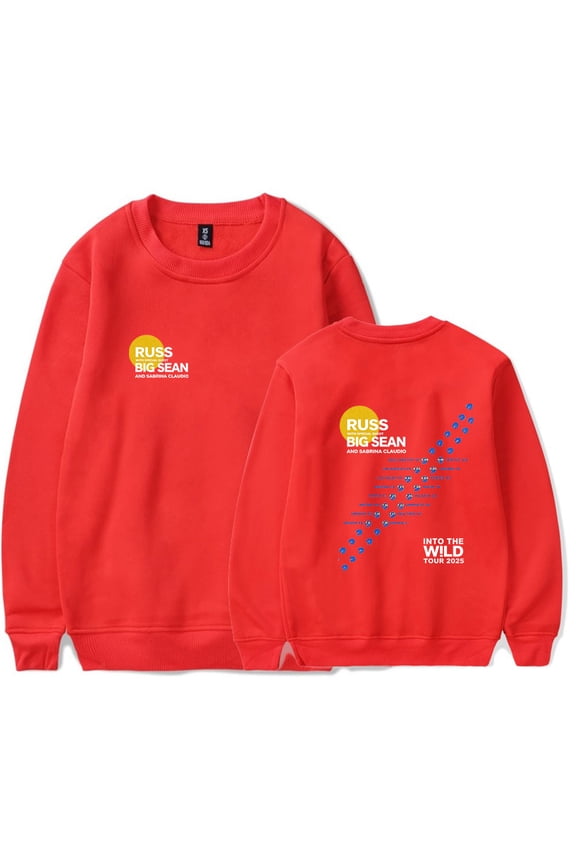 Russ Into The Wild Tour 2025 Merch Long Sleeve Crewneck Sweatshirt For Men/Women Unsiex Fashion Streetwear