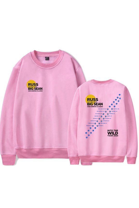 Russ Into The Wild Tour 2025 Merch Long Sleeve Crewneck Sweatshirt For Men/Women Unsiex Fashion Streetwear