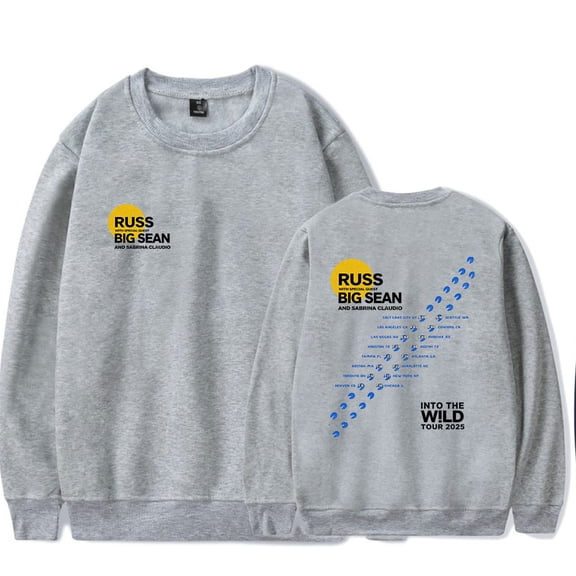 Russ Into The Wild Tour 2025 Merch Long Sleeve Crewneck Sweatshirt For Men/Women Unsiex Fashion Streetwear