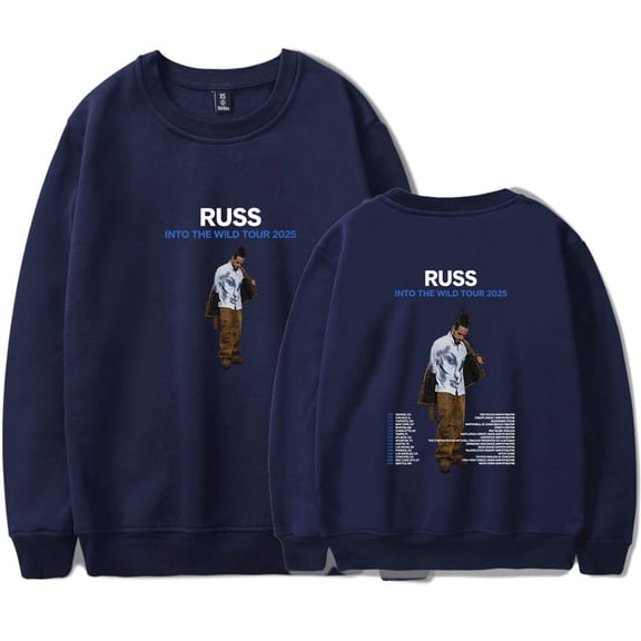 Russ Into The Wild Tour 2025 Merch Sweatshirt Women Men Casual Crewneck Long Sleeve Pullover Clothes