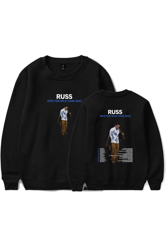 Russ Into The Wild Tour 2025 Merch Sweatshirt Women Men Casual Crewneck Long Sleeve Pullover Clothes