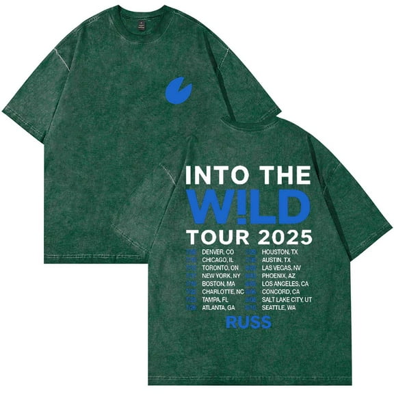 Russ Into The Wild Tour 2025 Merch T-Shirt Cotton Wash Tee Women Men Short Sleeve Crewneck Tee