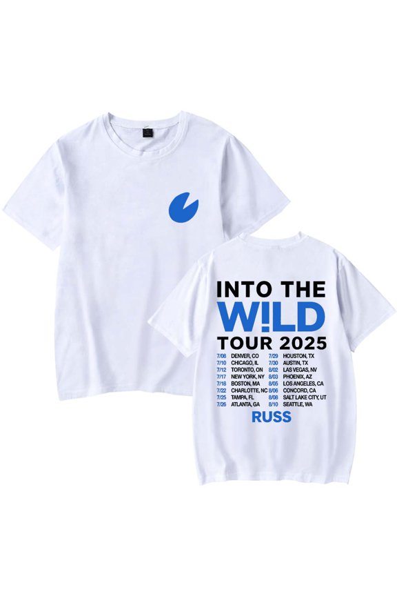Russ Into The Wild Tour 2025 Merch T-Shirt Women Men Casual Crewneck Short Sleeve Fashion Tee