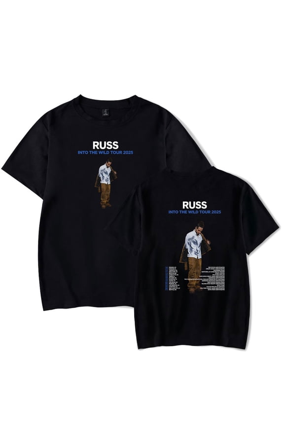 Russ Into The Wild Tour 2025 Merch T-Shirt Women Men Crewneck Casual Short Sleeve Tee