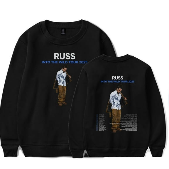 Russ Into The Wild Tour 2025 Merch crew neck sweatshirt Long sleeve Fashion Casual Hooded Sweatshirts