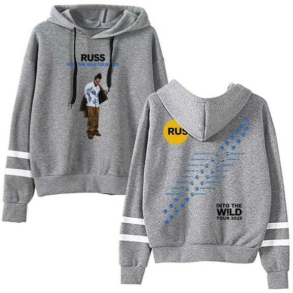 Russ Into The Wild Tour 2025 Pullover Hoodie Pocketless Long Sleeve Casual Sweatshirt