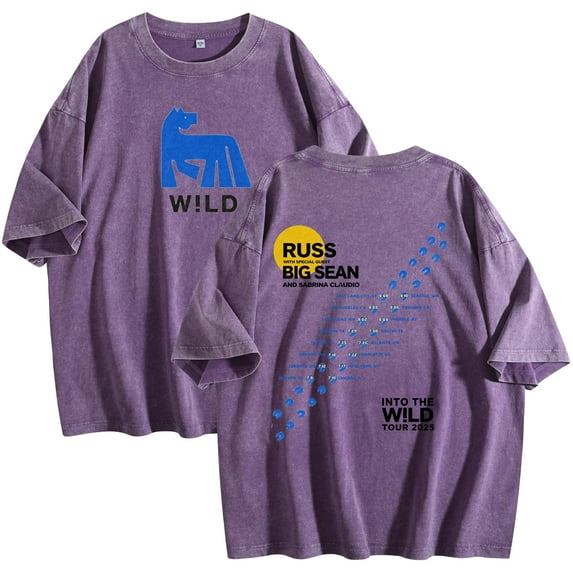 Russ Into The Wild Tour 2025 T-Shirt Cotton Wash Tee Women Men Short Sleeve Crewneck Tee