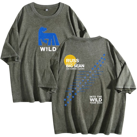 Russ Into The Wild Tour 2025 T-Shirt Cotton Wash Tee Women Men Short Sleeve Crewneck Tee
