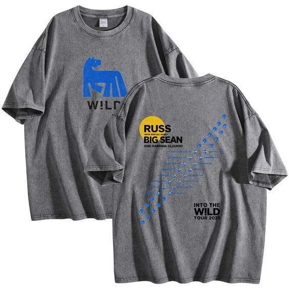 Russ Into The Wild Tour 2025 T-Shirt Cotton Wash Tee Women Men Short Sleeve Crewneck Tee