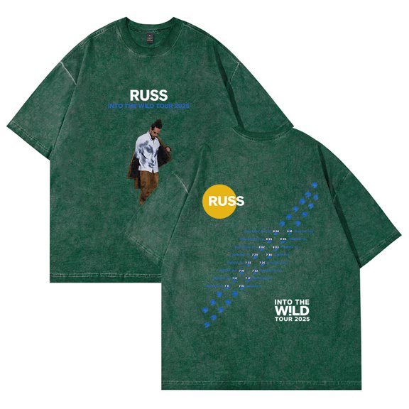 Russ Into The Wild Tour 2025 Washed Cotton Tee Women Men Crewneck Short Sleeve T-shirt