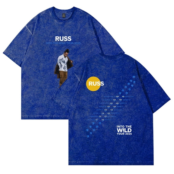 Russ Into The Wild Tour 2025 Washed Cotton Tee Women Men Crewneck Short Sleeve T-shirt