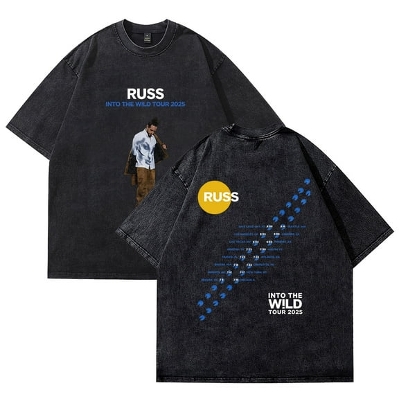 Russ Into The Wild Tour 2025 Washed Cotton Tee Women Men Crewneck Short Sleeve T-shirt