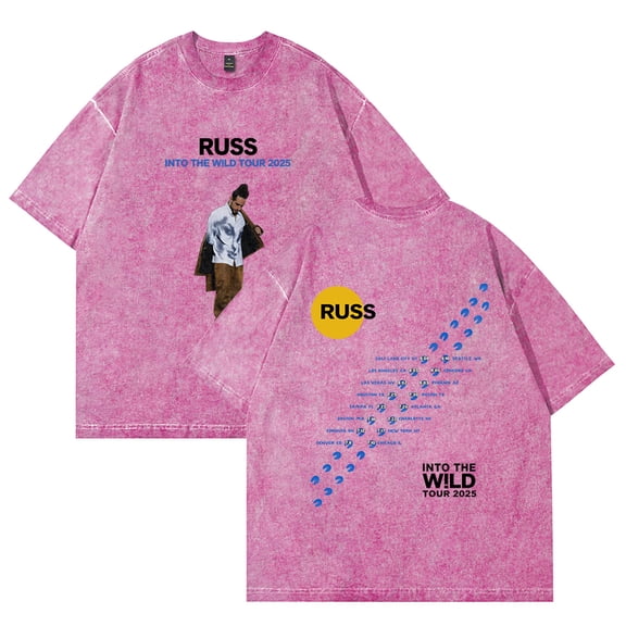 Russ Into The Wild Tour 2025 Washed Cotton Tee Women Men Crewneck Short Sleeve T-shirt