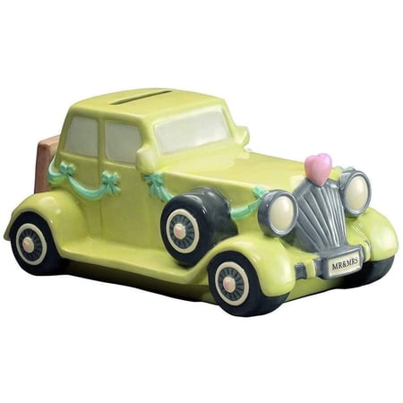 Russ Berrie Just Married Car Bank 9.5 Inch Novelty Coin Bank Wedding Gift Newlywed Keepsake and Decor