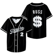 Russ Merch Baseball Jersey V Neck Short Sleeve Shirt Unisex Fashion Casual Clothing Tops