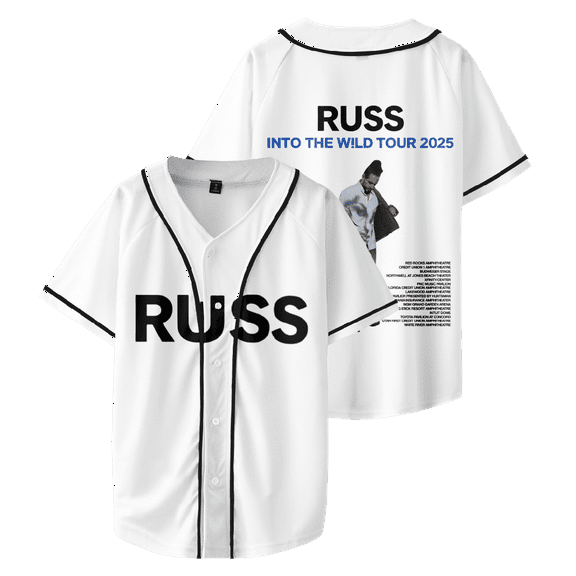 Russ Merch Into The Wild Tour 2025 Baseball Shirt Unisex T-Shirt Short Sleeve Shirts Casual Top