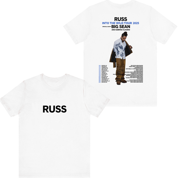 Russ Merch Into The Wild Tour 2025 Print T-Shirt Summer Short Sleeve Crewneck Casual Streetwear