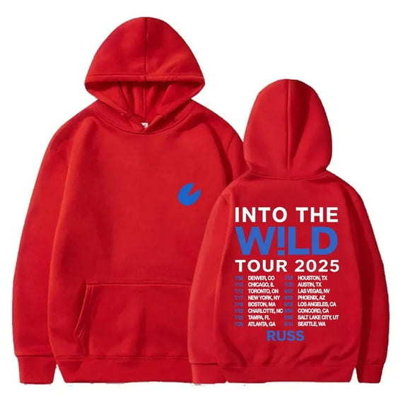 Russ Wild Tour 2025 Merch Hoodie long sleeved streetwear cosplay men's and women's fashionable hip-hop hooded sweatshirt