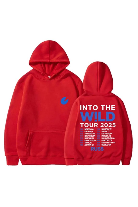 Russ Wild Tour 2025 Merch Hoodie long sleeved streetwear cosplay men's and women's fashionable hip-hop hooded sweatshirt
