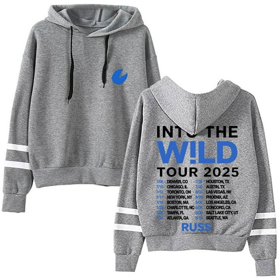 Russ Wild Tour 2025 Merch Pullover Hoodies Pocketless Parallel Bars Sleeve Streetwear