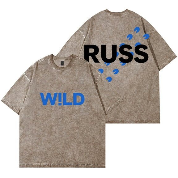 Russ Wild Wash T-Shirts HipHop Streetwear Tops Women Men Cotton Short Sleeve Tee
