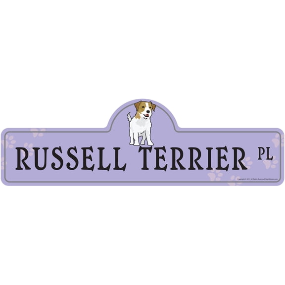 Russel Terrier Street Sign | Indoor/Outdoor | Dog Lover Funny Home Décor for Garages, Living Rooms, Bedroom, Offices | SignMission personalized gift | 20" Wide