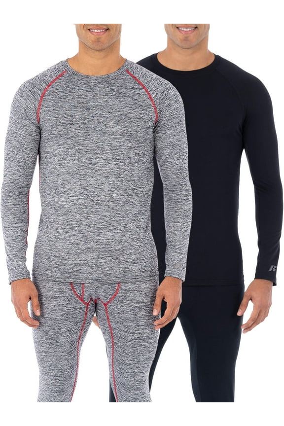 2-Pack Mens & Big Mens L2 Performance Baselayer Thermal Underwear Long Sleeve Top, Sizes M-5XL