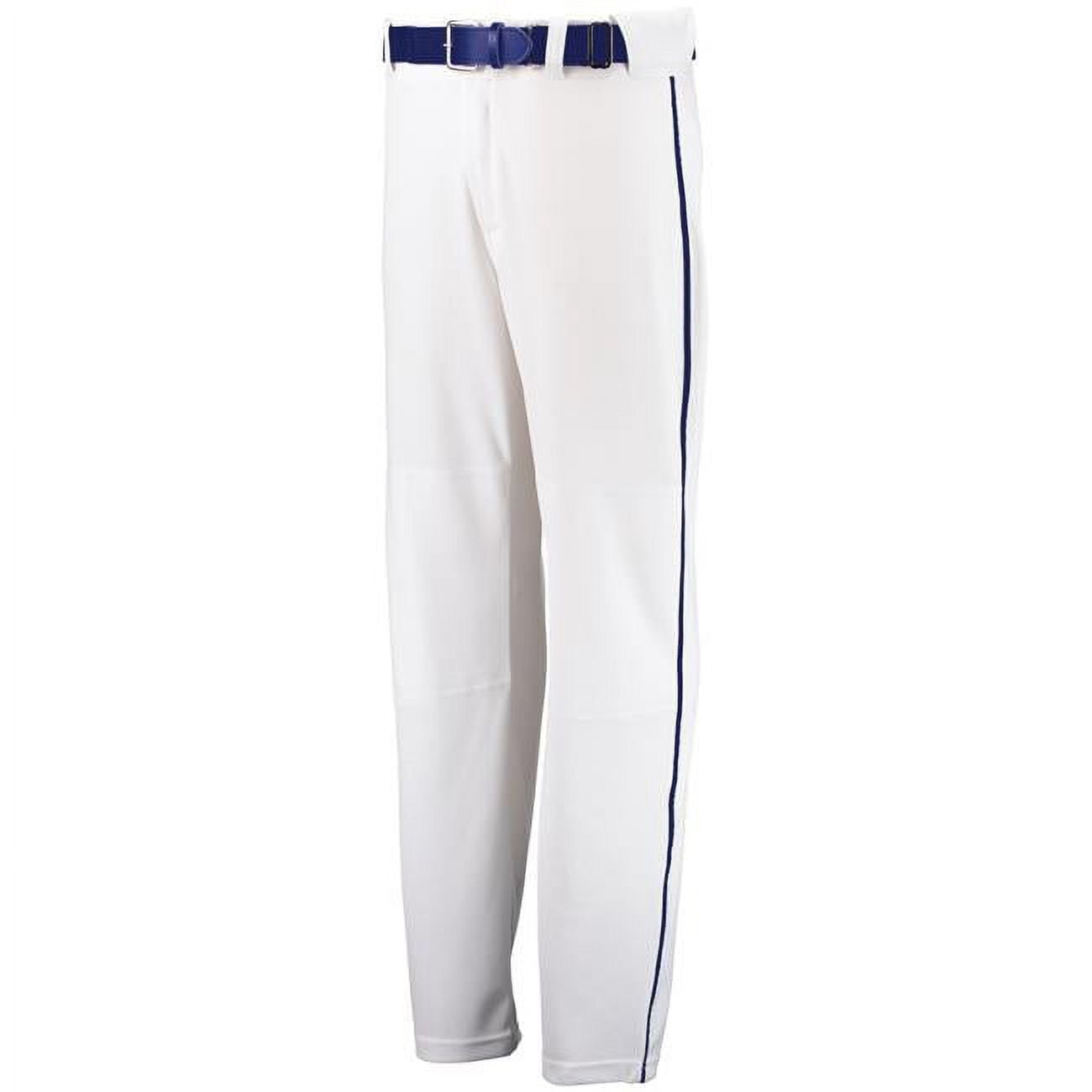 Russell 233L2M.WRO.L Adult Open Bottom Piped Baseball Pant, White & Royal Large