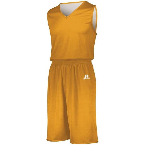 Russell 5R9DLB Youth Undivided Solid Single-Ply Reversible Jersey, XL, GOLD/WHITE