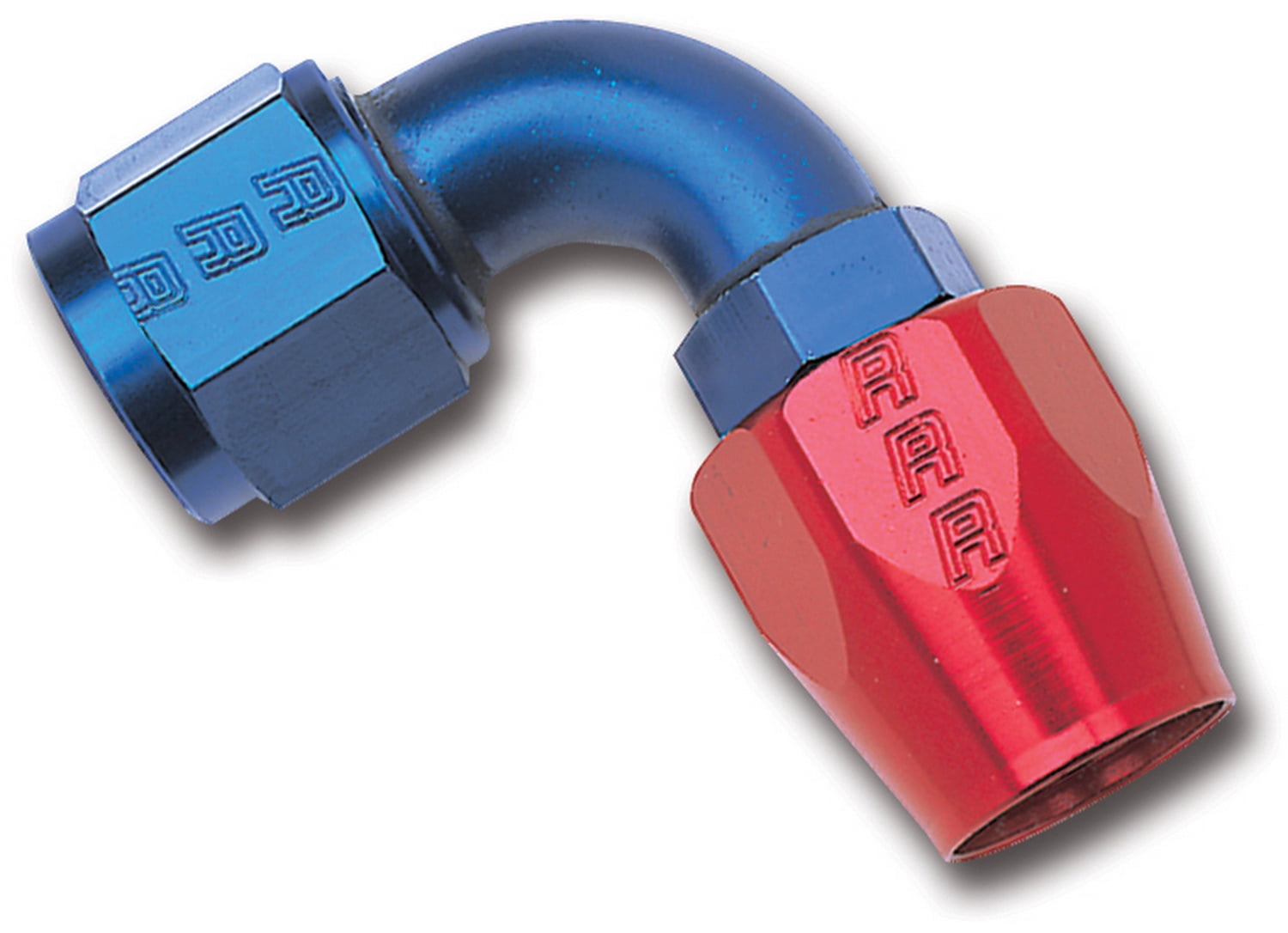 Russell 610170 Red/Blue Anodized Aluminum -8AN 90-Degree Hose End