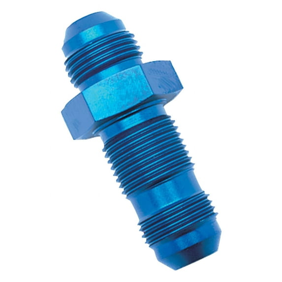 Edelbrock/Russell 661210 Blue Anodized Aluminum -12AN Straight Flare Bulkhead Adapter Fitting