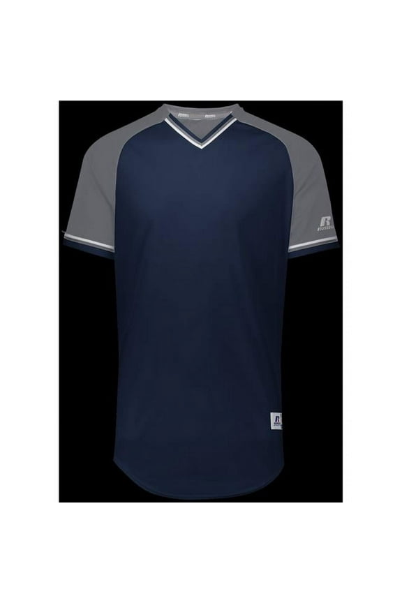 Adult Classic V-Neck Jersey - Navy, Steel & White - Medium