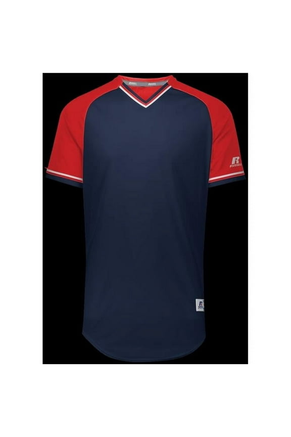 Adult Classic V-Neck Jersey - Navy, True Red & White - Medium