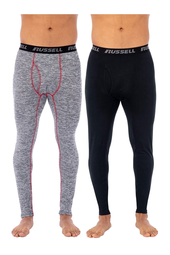 Adult Mens & Big Mens L2 Active Performance Base Layer Thermal Pant, 2-Pack, Sizes M-5XL