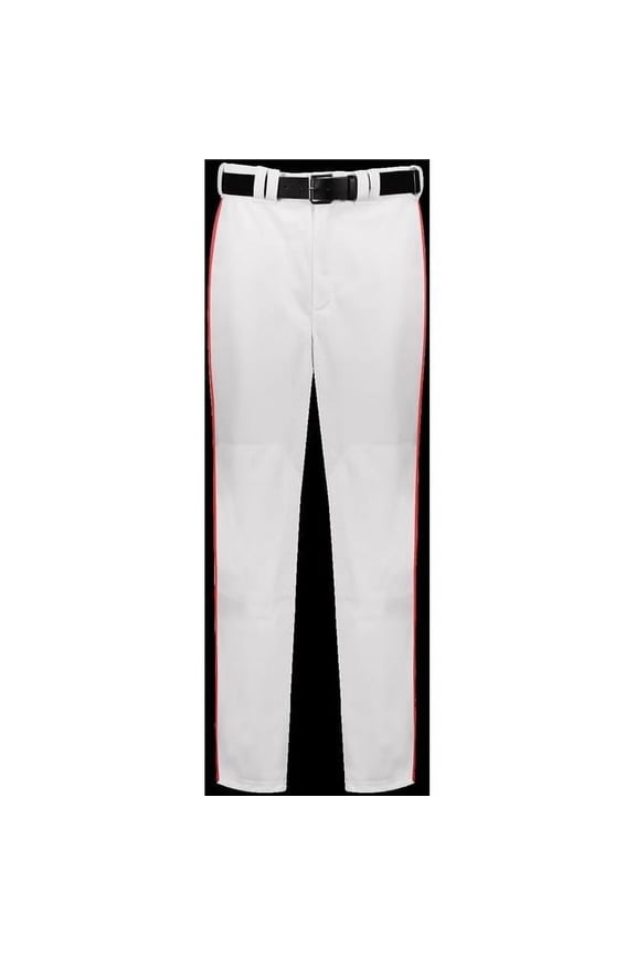 Adult Piped Diamond Series 2.0 Baseball Pant, White & True Red - Small