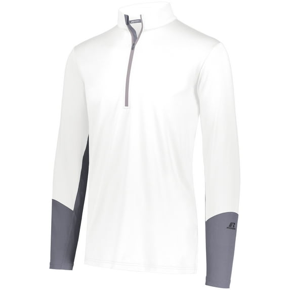 Russell Athletic 401PSM Men's Hybrid Pullover, 2XL, WHITE/STEEL