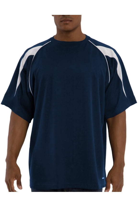 Big & Tall Dri-Power Crew with shoulder insert Navy/White, 5XT