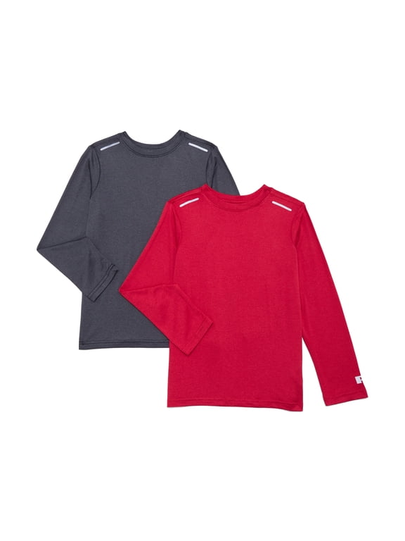Boys Performance Long Sleeve Tees, 2 Pack, Sizes 4-18