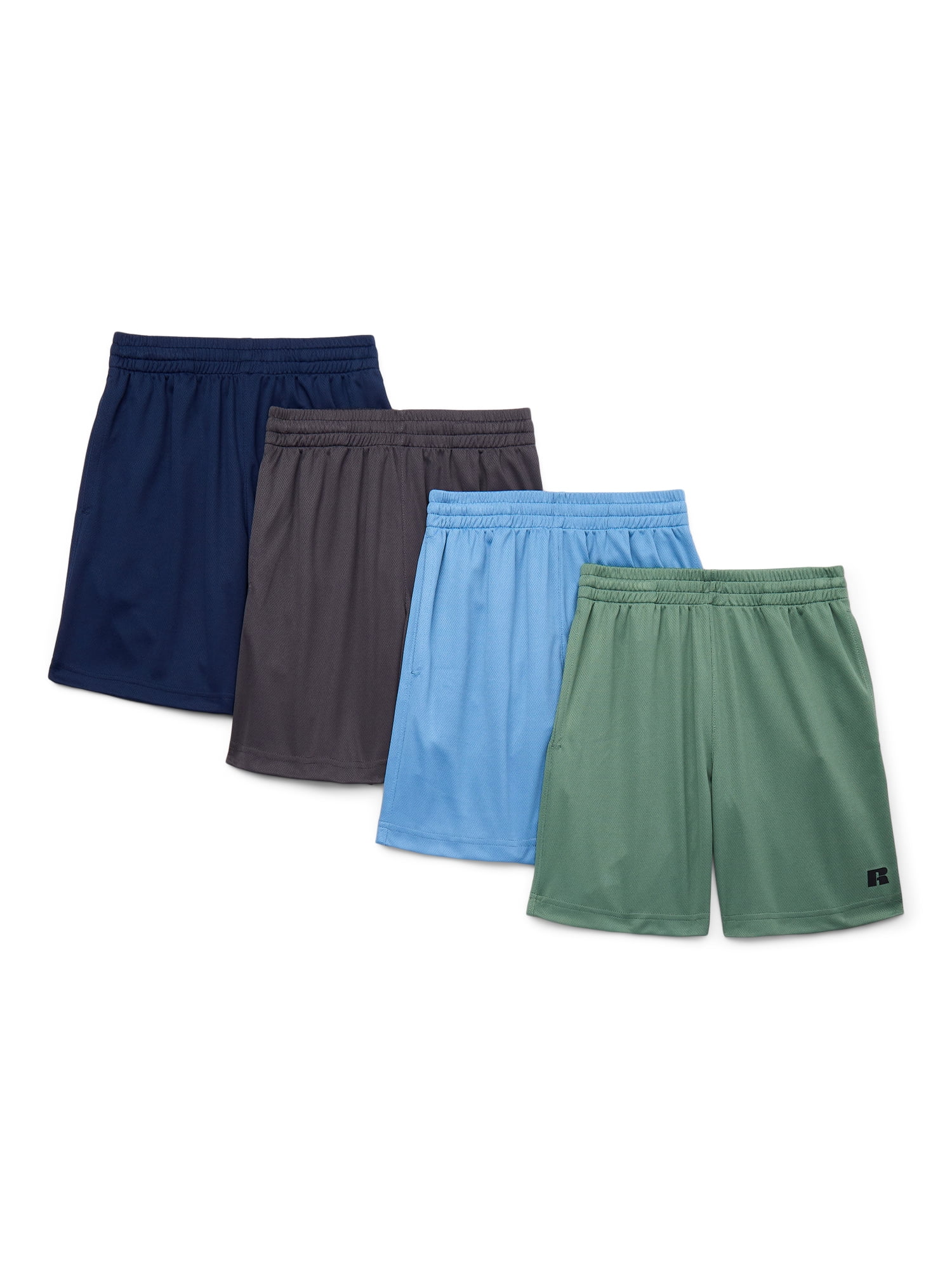 Russell Athletic Boy's Performance Mesh Shorts, 4-Pack, Sizes 4-18 & Husky