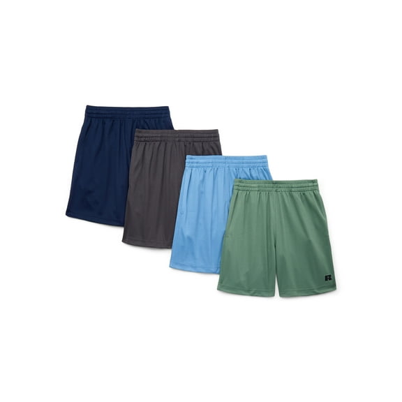 Russell Athletic Boy's Performance Mesh Shorts, 4-Pack, Sizes 2T-18 & Husky