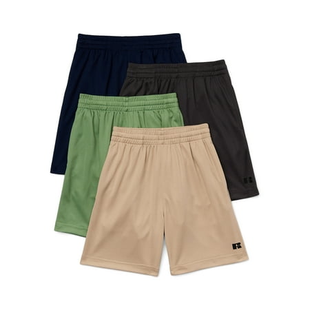 Russell Athletic Boys Performance Mesh Shorts, 4-Pack, Sizes 4-18 & Husky