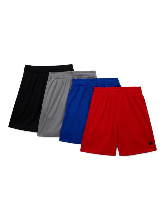 Boys Performance Mesh Shorts, 4-Pack, Sizes 4-18 & Husky