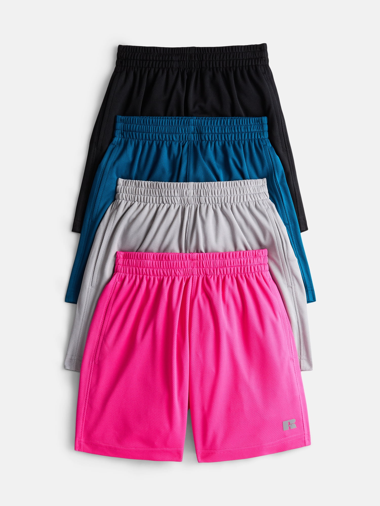 Russell Athletic Boys Performance Mesh Shorts, 4-Pack, Sizes 4-18 & Husky