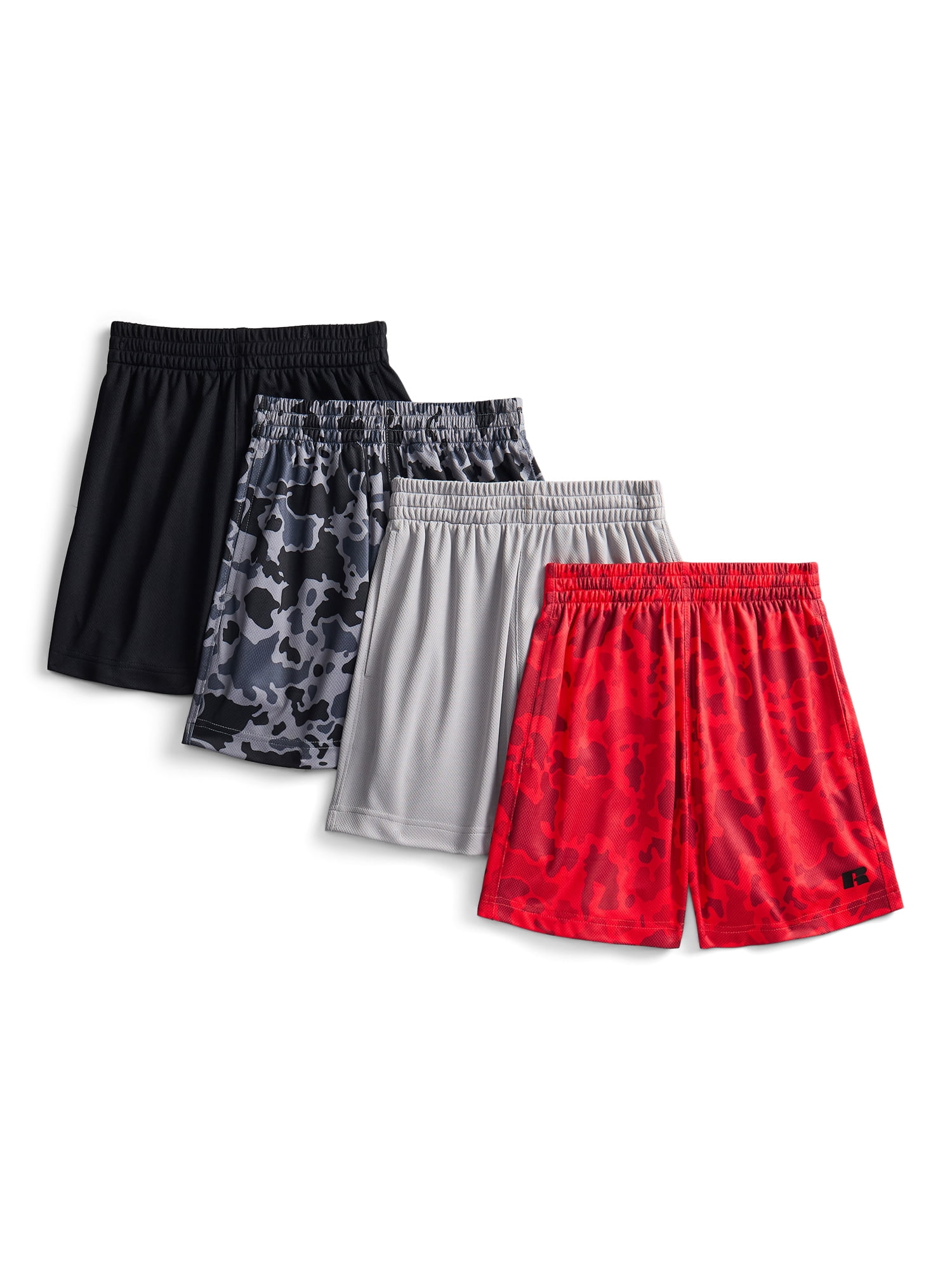 Russell Athletic Boy's Performance Mesh Shorts, 4-Pack, Sizes 4-18 & Husky