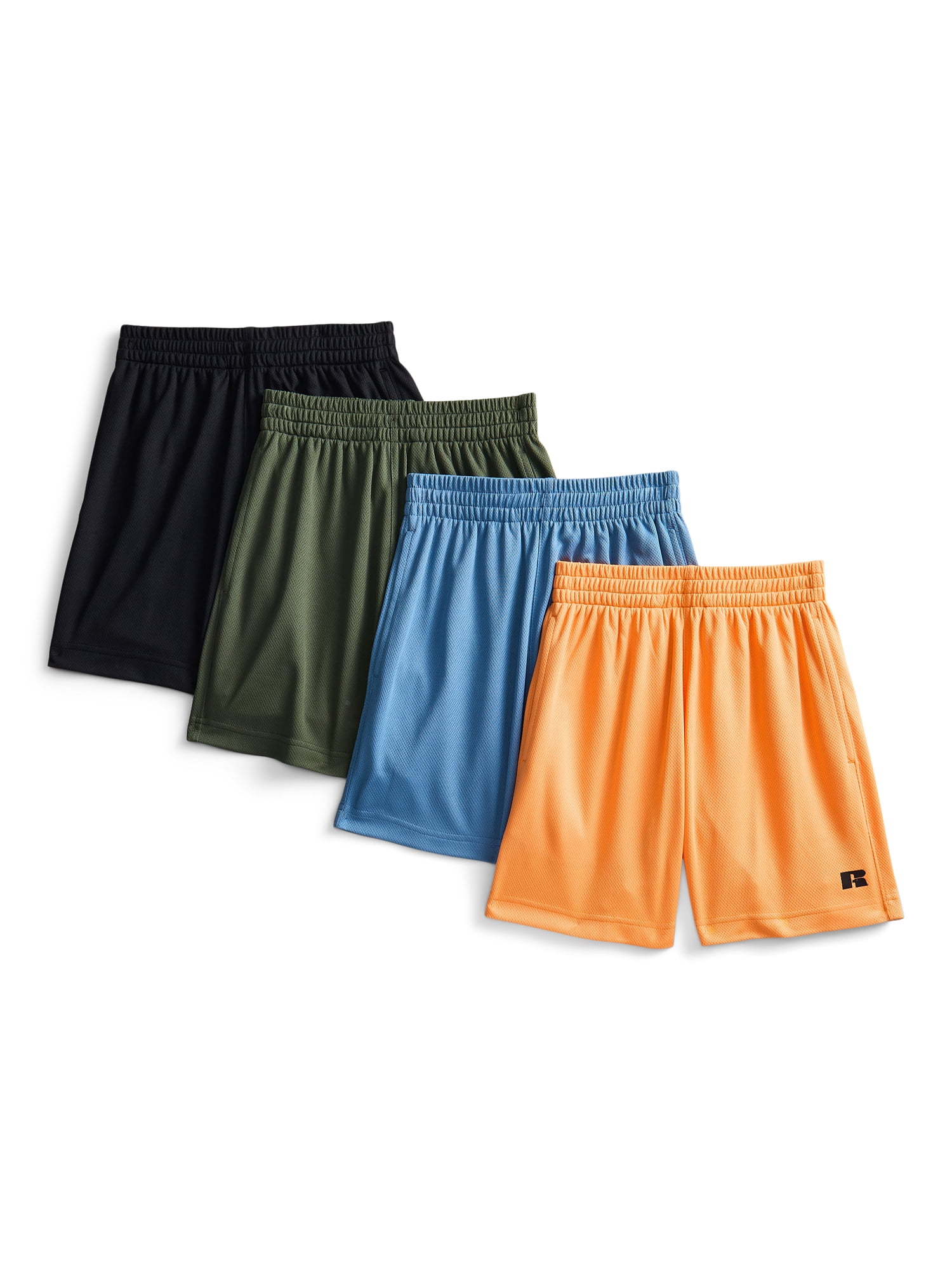Russell Athletic Boy's Performance Mesh Shorts, 4-Pack, Sizes 4-18 & Husky