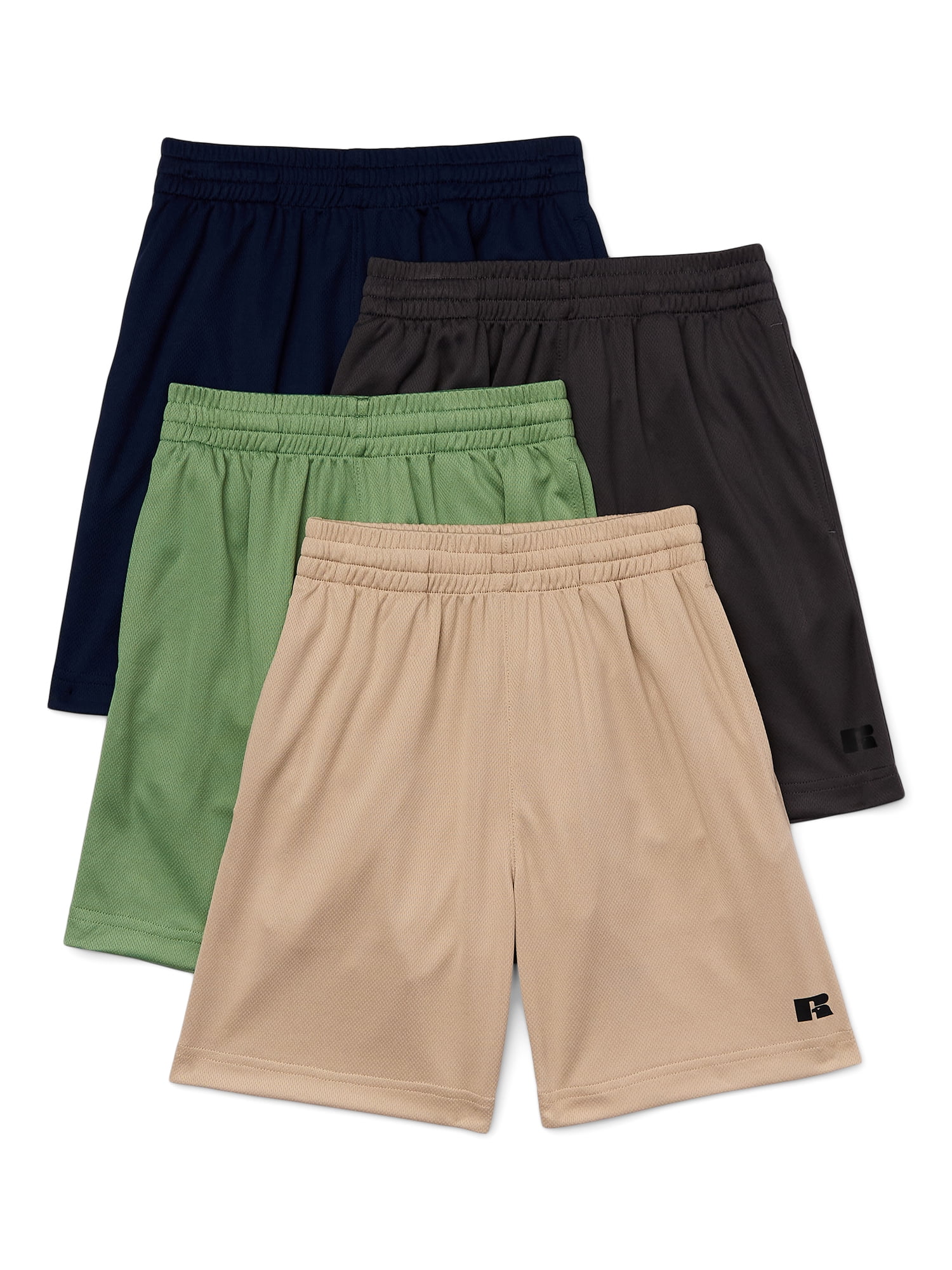 Russell Athletic Boy's Performance Mesh Shorts, 4-Pack, Sizes 4-18 & Husky