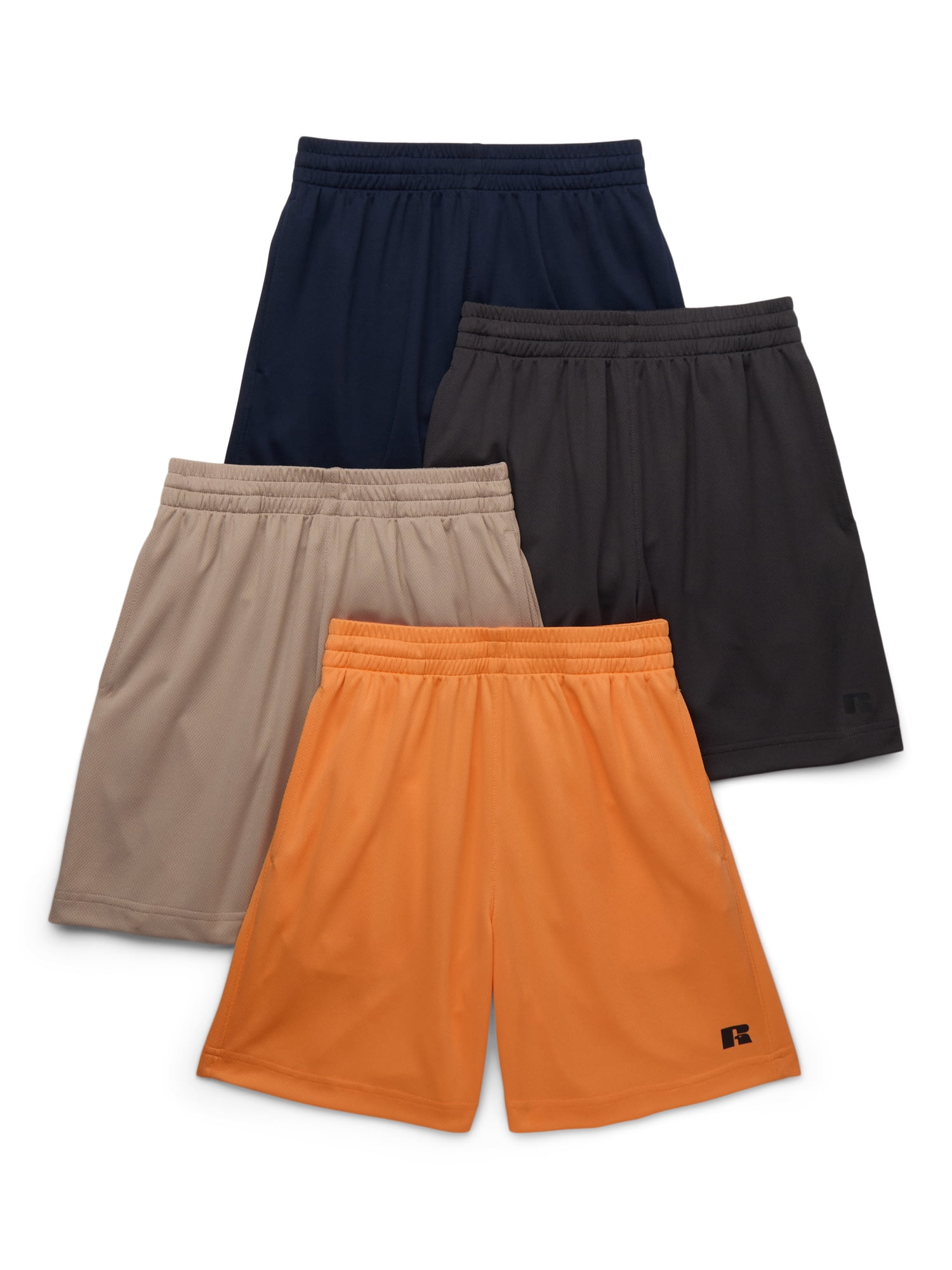 Russell Athletic Boy's Performance Mesh Shorts, 4-Pack, Sizes 4-18 & Husky